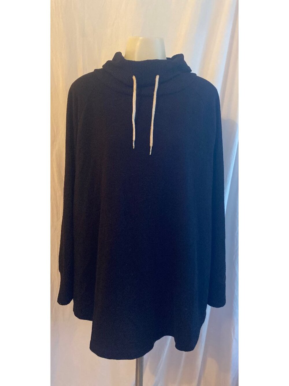 Terra & Sky Black Cowl Neck Long Sleeve Drawstring Pullover Hoodie